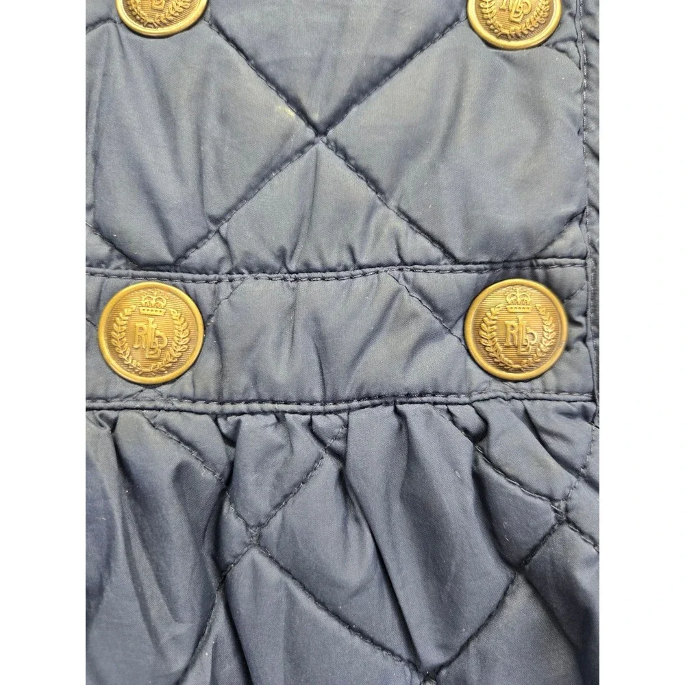 Ralph Lauren Navy Quilted Pea Coat with Brass Buttons
